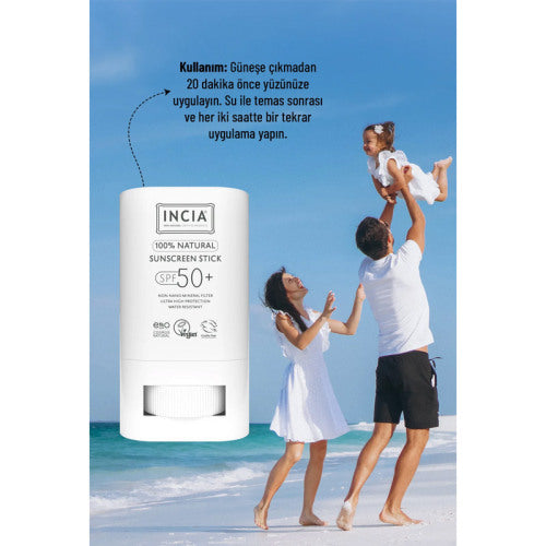 Incia Natural Sunscreen Stick SPF 50 Mineral Protection 15g