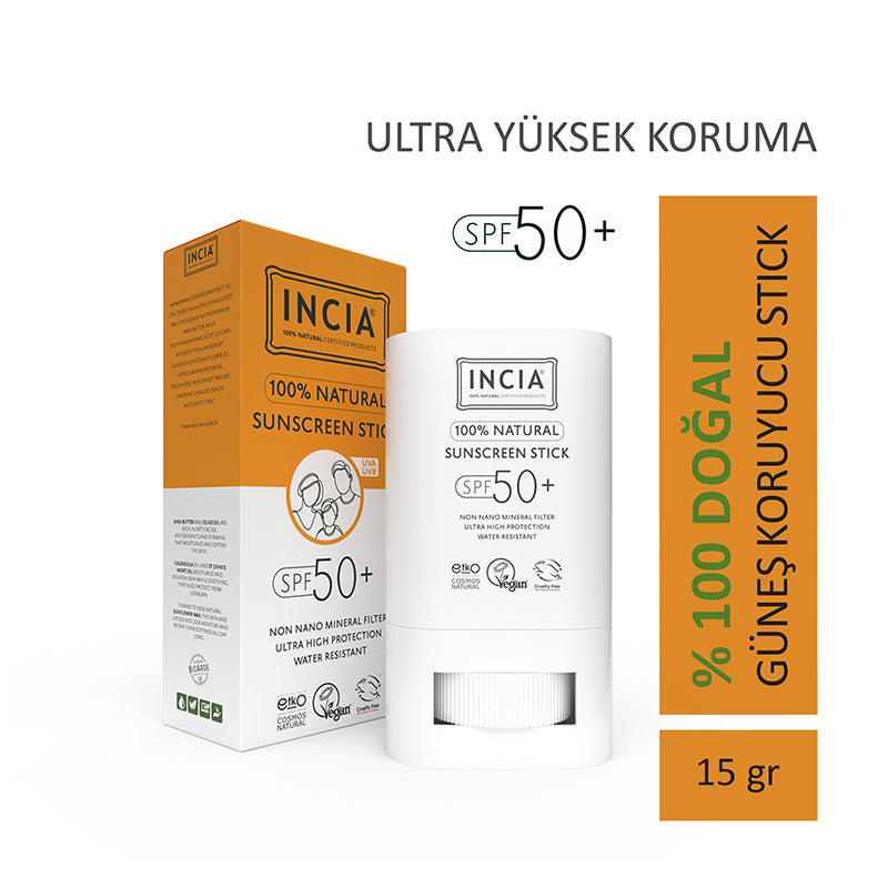 Incia Natural Sunscreen Stick SPF 50 Mineral Protection 15g