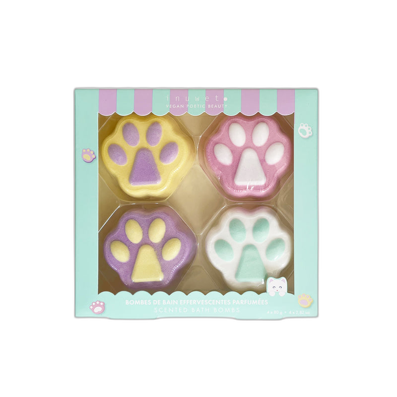 Inuwet Bath Bomb Set Paw Shaped Scented Bath Fizziers 4 Pieces