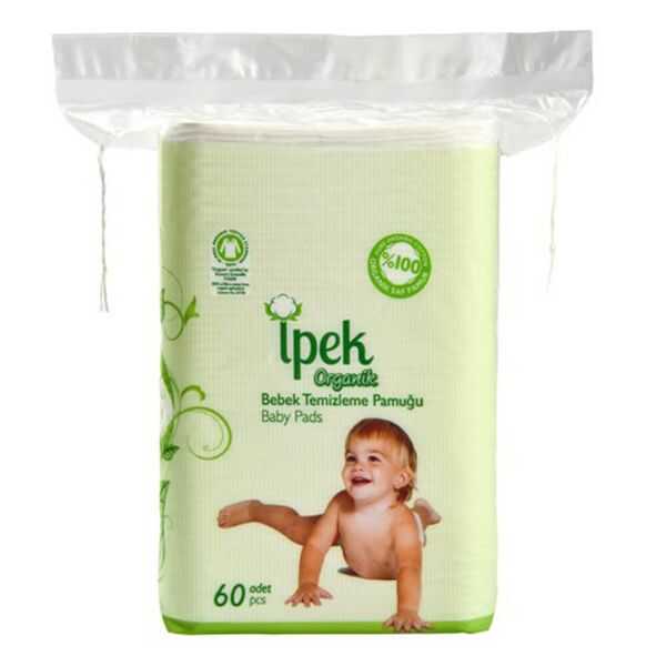 Ipek Baby Organic Cleansing Pads for Sensitive Skin 60 Count