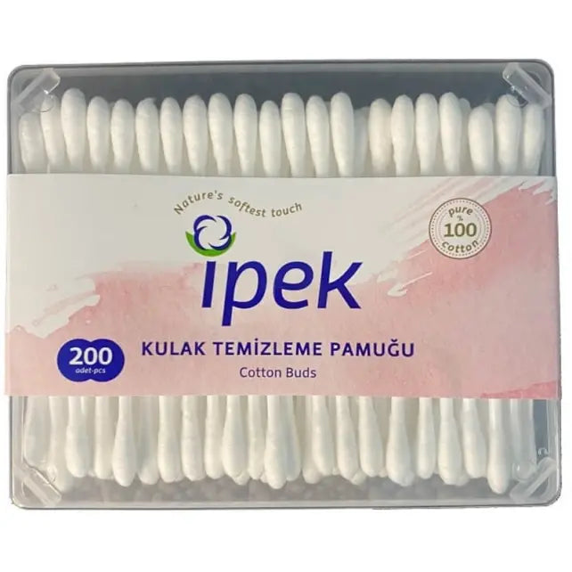 Ipek Pamuk Pure Cotton Swabs for Gentle Care 200 Count