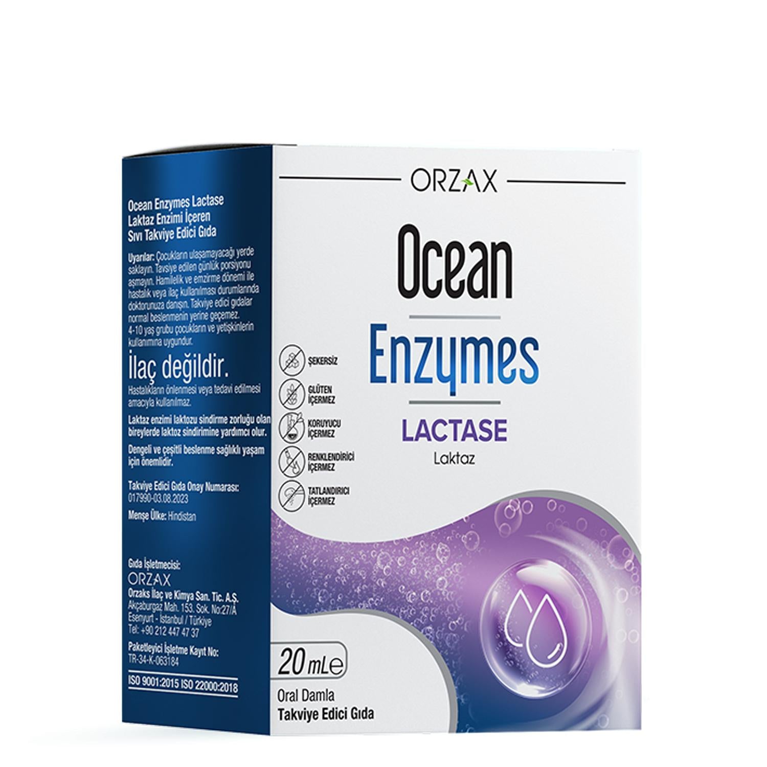 Ocean Enzymes Lactase Damla 20 ml - Lactase Enzyme Supplement for Lactose Intolerance Relief, Gluten-Free & Sugar-Free Digestive Enzyme Drops Lactase Enzyme Drops - Ocean Enzymes Lactase Damla 20 ml Lactase enzyme supplement, Lactose intolerance relief, Digestive enzyme drops, Gluten-free dietary supplement, Sugar-free lactase enzyme, Lactose intolerance solution, Dairy digestion aid, Dietary supplement for digestive health, Enzyme drops for lactose intolerance, Gluten-free lactase supplement