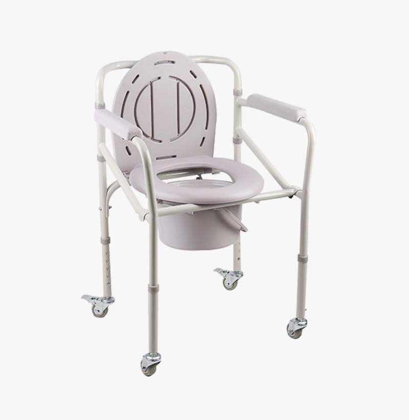 Iron Medical Wheeled Commode Chair Matte Grey