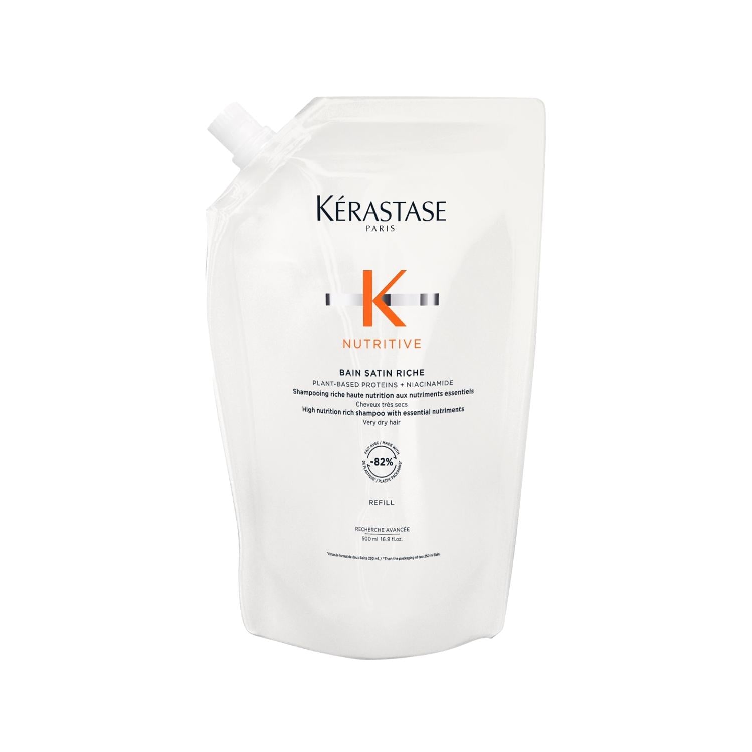 Kerastase Nutritive Bain Satin Riche Shampoo - Intensive Moisturizing for Dry Hair, 16.91 fl oz Refill Kerastase Nutritive Shampoo for Dry Hair - Moisturizing & Nourishing Kerastase Nutritive, Moisturizing shampoo, Hair care for dry hair, Intensive hydration shampoo, Nourishing hair products, Dry hair solution, Hair moisturizer, Refill shampoo, Eco-friendly hair care, Kerastase Bain Satin Riche, Dry damaged hair repair, Long-lasting hydration, Hair softness, Manageable hair, Luxury hair care, Sustainable be