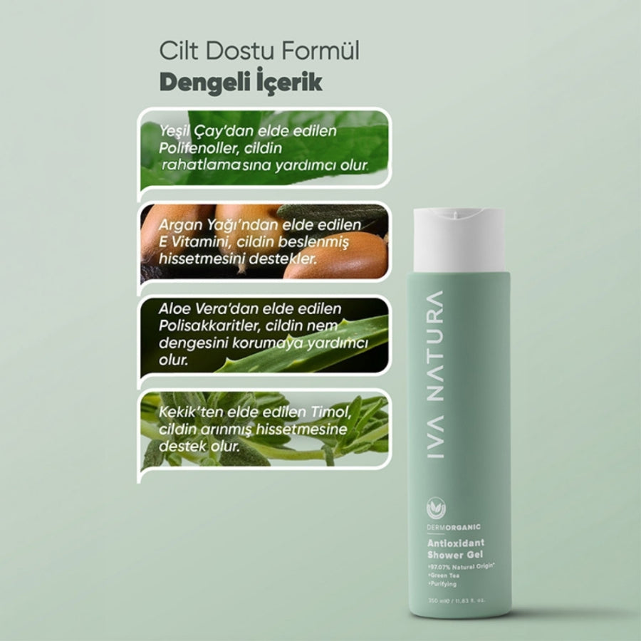 Iva Natura Green Tea Antioxidant Shower Gel for Skin 350 ml