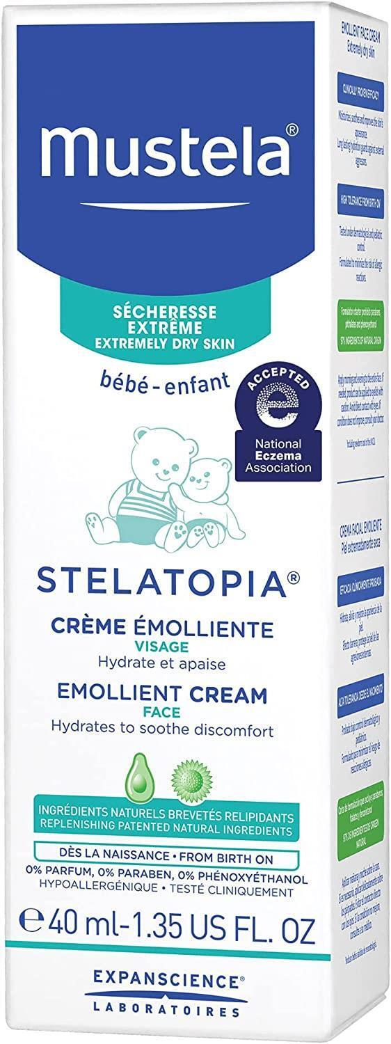 mustela stelatopia emollient face cream 40ml, customer applying mustela cream on baby, close-up of mustela cream texture Mustela Stelatopia Emollient Face Cream - Nourishing Care | 40 ml Mustela Stelatopia Emollient Face Cream - 40 ml mustela, emollient-cream, baby-skincare, sensitive-skin, moisturizer, natural-ingredients, fragrance-free, baby-cream, skin-barrier-support, ai-generated