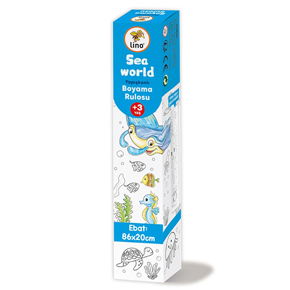 Lino - Reusable Sticky Sea World Coloring Roll for Kids, Educational & Fun Creative Play, 33.86 x 7.87 inches Reusable Sticky Sea World Coloring Roll for Kids reusable coloring roll, sticky coloring pad, children's coloring book, educational toy, creative play for kids, sea world theme, reusable, sticky, coloring roll, kids activity, art supplies, educational activity, fine motor skills, creativity, imagination