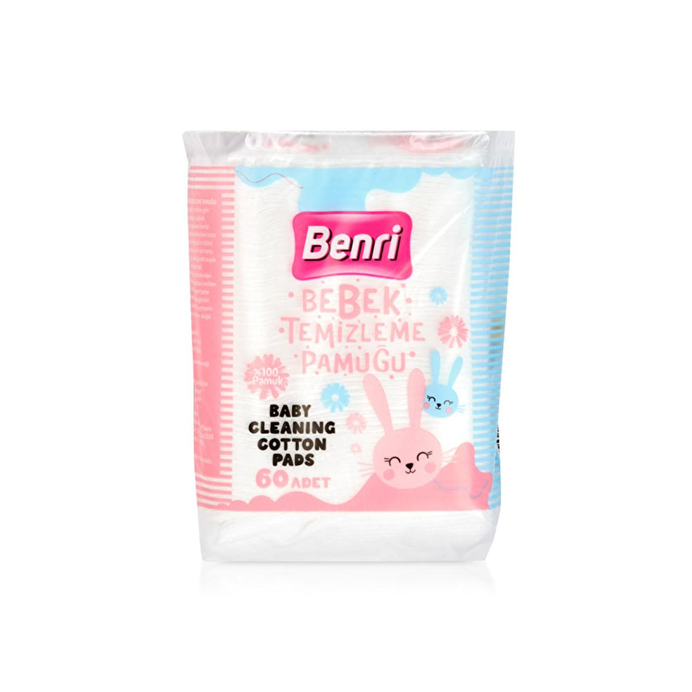 Benri Baby Cleaning Cotton 60 Pack - 100% Pure Cotton for Sensitive Skin | Perfect for Parents - Baby Care