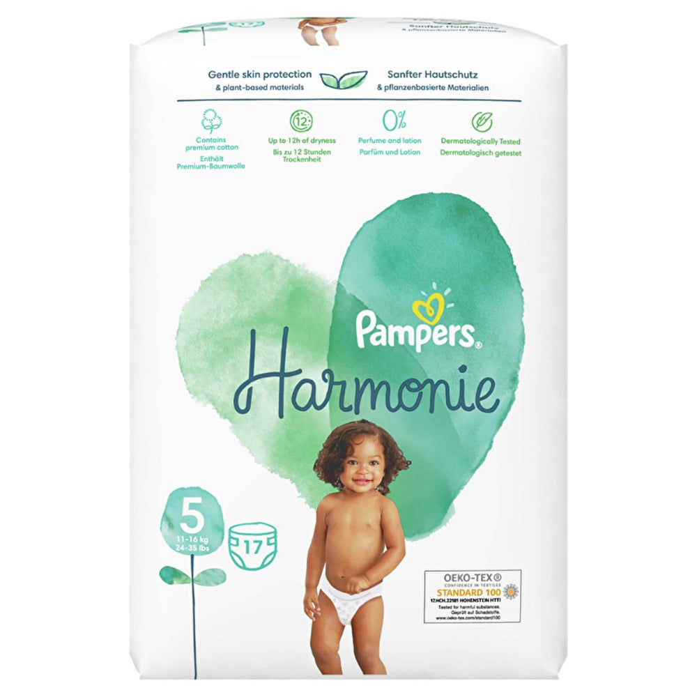 Prima Harmonie Baby Diapers Size 5, 17 Count - Hypoallergenic, Eco-Friendly, Premium Cotton Diapers for Sensitive - view 5