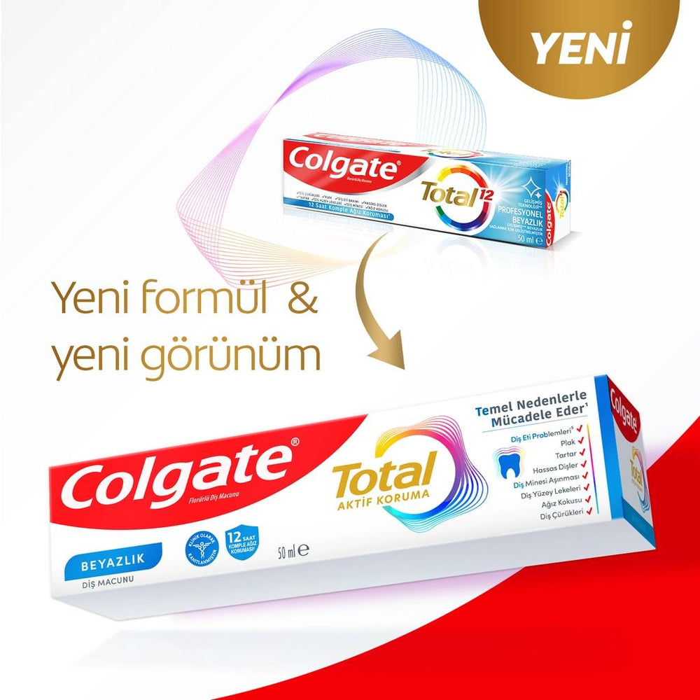 Colgate Total Whitening Toothpaste for Surface Stain Removal 50 ml x 2