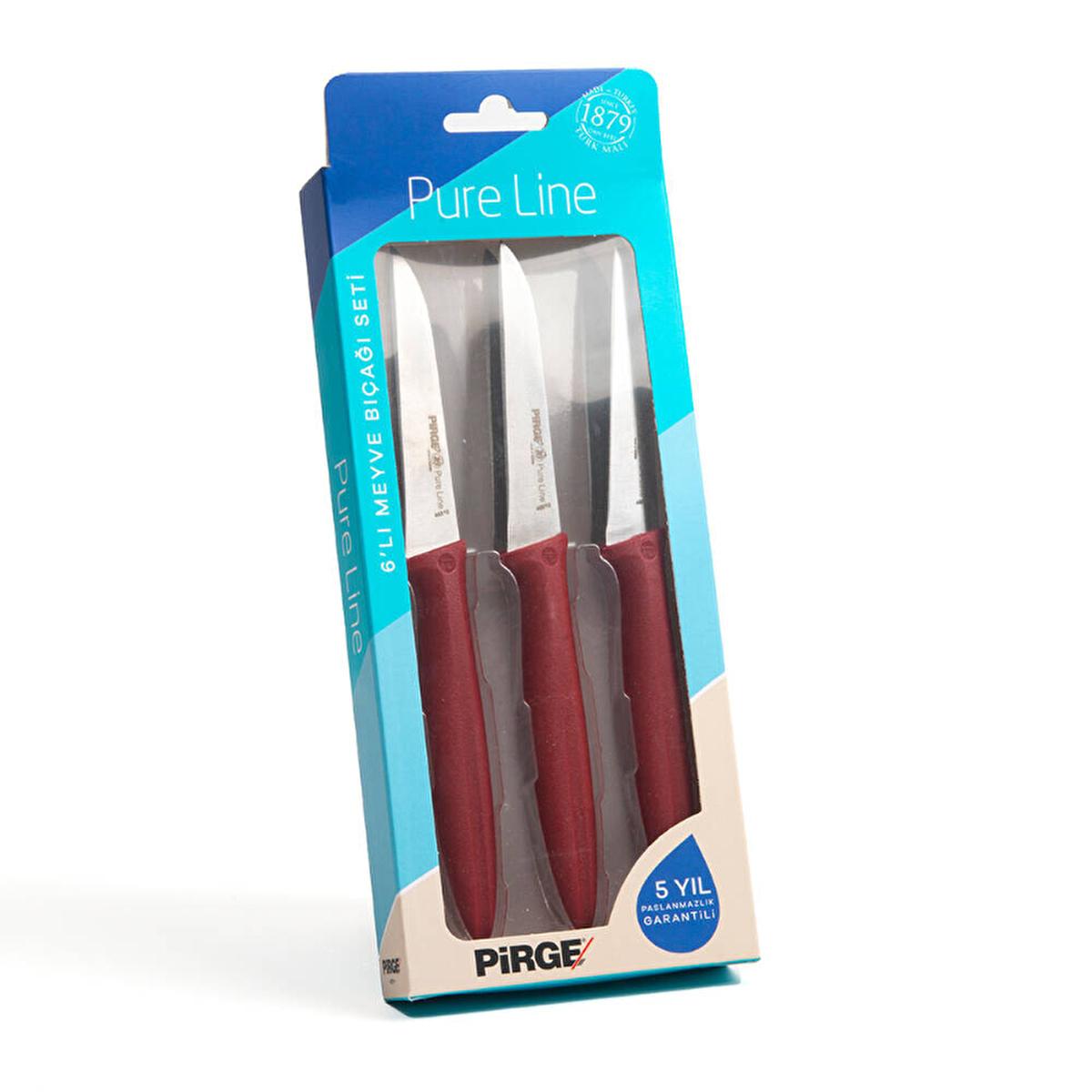 Pirge Fruit Knife Set - High Carbon Stainless Steel, Ergonomic Handle, 6-Piece Pirge Fruit Knife Set - High Carbon, Ergonomic, 6-Piece fruit knife, stainless steel knife, ergonomic handle knife, high carbon knife, kitchen utensils, Pirge, Pure Line, 6-piece set, kitchen tools, cooking essentials, fruit preparation, kitchen gadgets