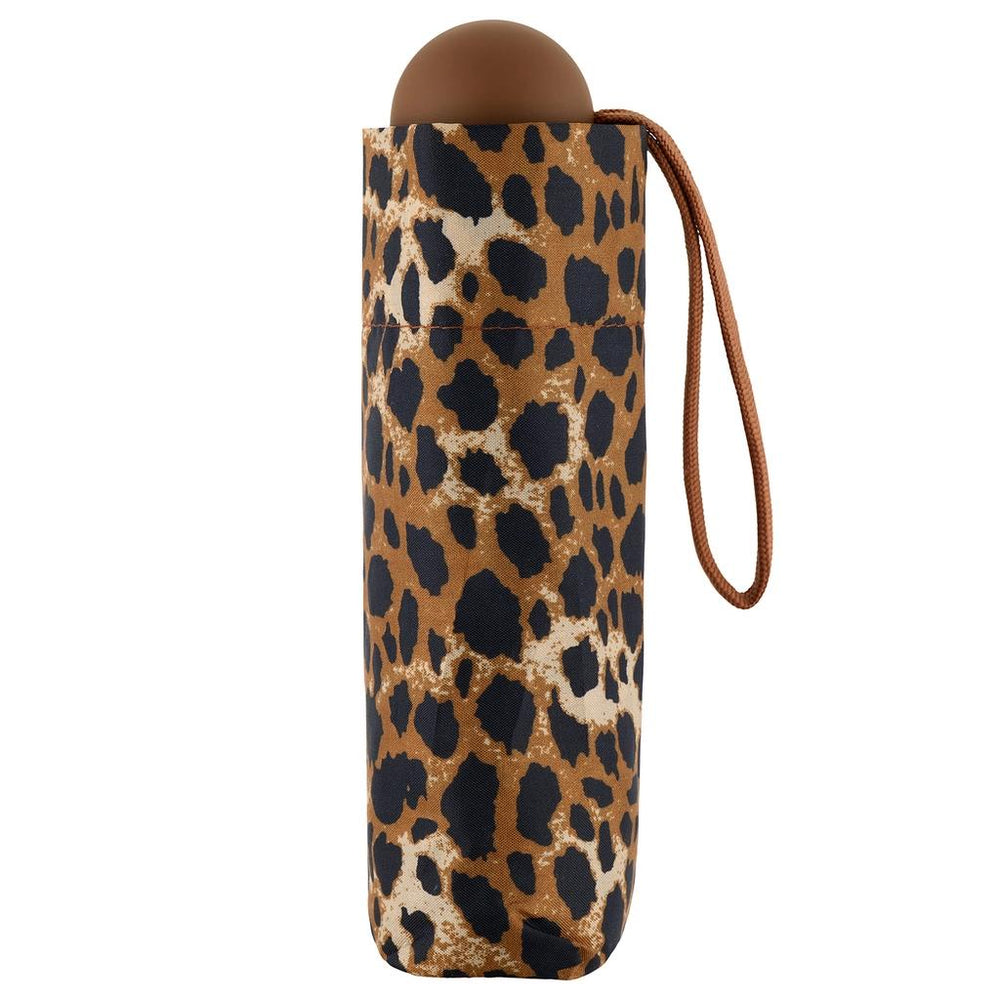 Eklips Mini Manual Leopard Print Umbrella - Compact Travel Size