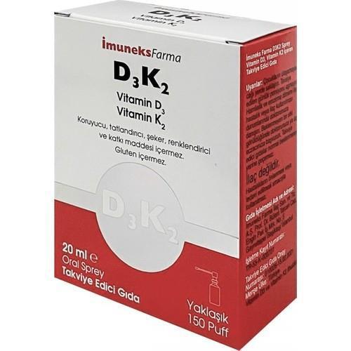 İmuneks Vitamin D3K2 Spray 20ml - Supports Bone Health &amp; Immune System Vitamin D3K2 Spray - Bone Health Support Vitamin D3K2 spray, Vitamin D3 supplement, Vitamin K2 supplement, oral vitamin spray, dietary supplement, bone health support, immune system booster, health and wellness, nutrition supplements