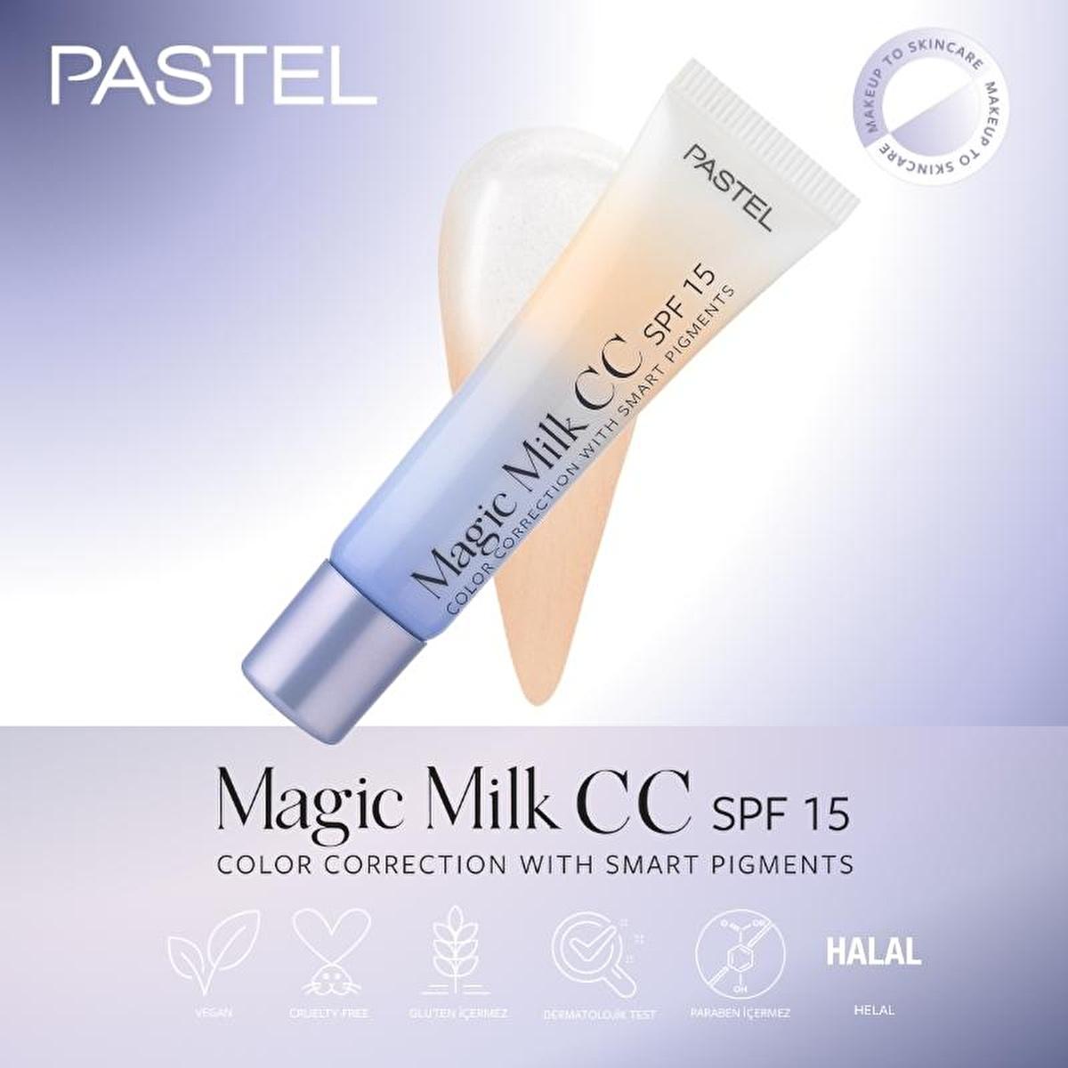 pastel magic milk cc cream SPF 15 medium deep, pastel cc cream application on skin, package of pastel magic milk cc cream SPF 15 Pastel Makeup To Skincare Magic Milk CC SPF 15 - Skin Tone Equalizer 51 Medium Deep Pastel Magic Milk CC SPF 15 - Skin Tone Equalizer pastel, cc-cream, skincare, makeup, sun-protection, skin-tone-equalizer, hydrating, facial-cream, makeup-environment, ai-generated