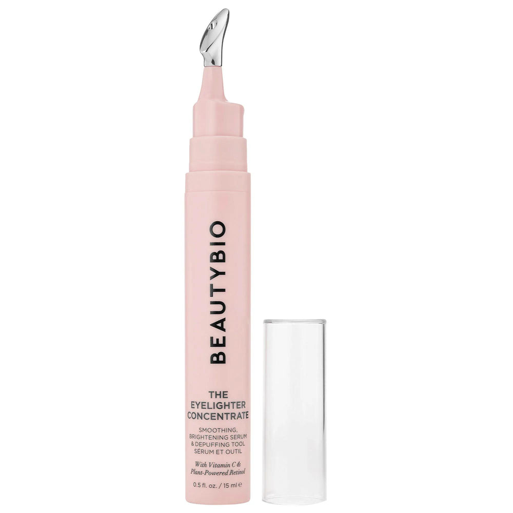 BeautyBio Eyelighter Concentrate: Vitamin C & Plant-Powered Retinol Eye Serum - Reduce Dark Circles, Fine Lines, Brighten & Depuff BeautyBio Eye Serum: Vitamin C & Plant Retinol - Dark Circles & Lines eye serum, vitamin C eye serum, plant-powered retinol serum, dark circle treatment, fine line reduction, vegan eye serum, cruelty-free skincare, eye primer, depuffing eye serum, hyaluronic acid eye serum, eye care, eye cream, dark circles, fine lines, wrinkles, dryness, discoloration, puffiness, serum, retinol