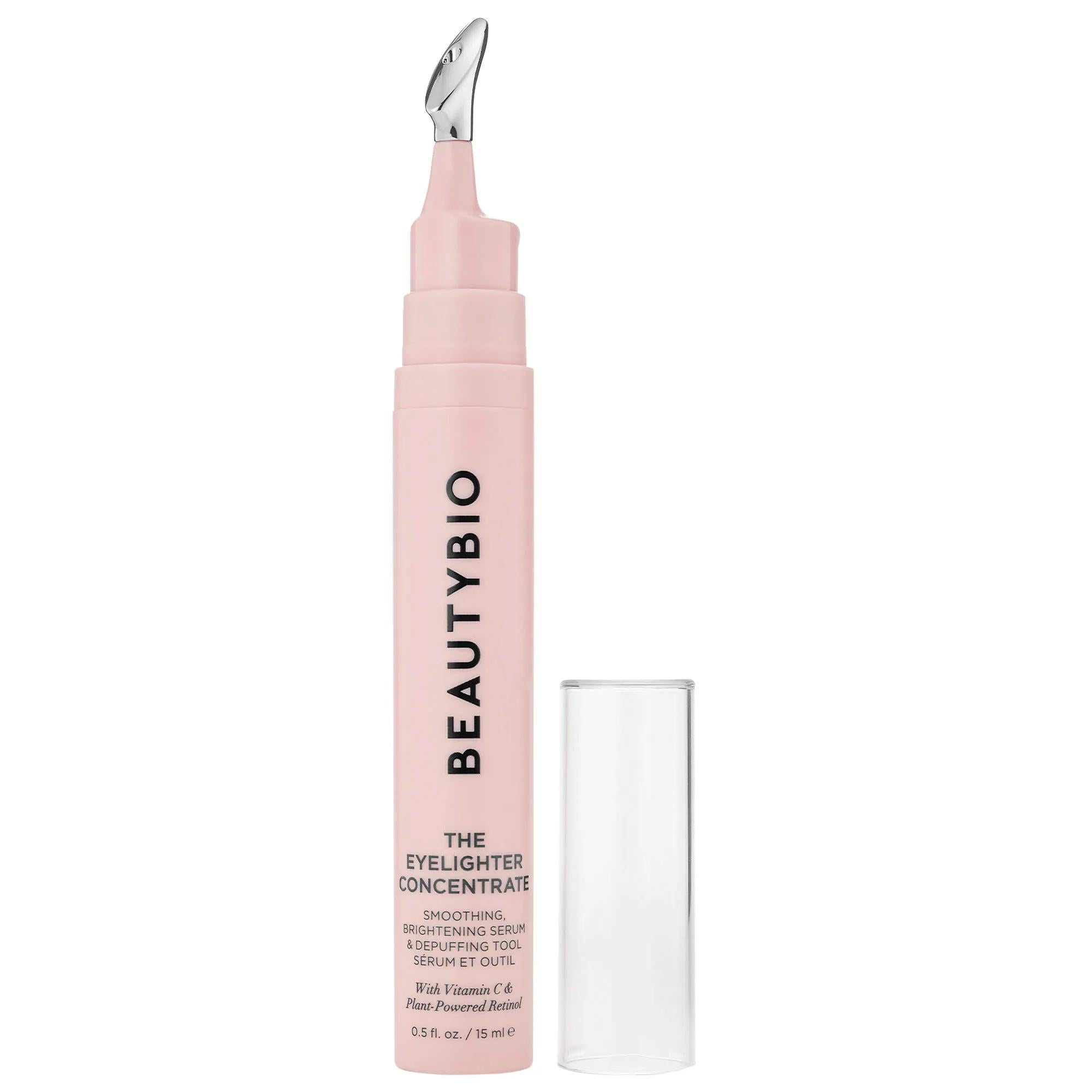 BeautyBio Eyelighter Concentrate: Vitamin C & Plant-Powered Retinol Eye Serum - Reduce Dark Circles, Fine Lines, Brighten & Depuff BeautyBio Eye Serum: Vitamin C & Plant Retinol - Dark Circles & Lines eye serum, vitamin C eye serum, plant-powered retinol serum, dark circle treatment, fine line reduction, vegan eye serum, cruelty-free skincare, eye primer, depuffing eye serum, hyaluronic acid eye serum, eye care, eye cream, dark circles, fine lines, wrinkles, dryness, discoloration, puffiness, serum, retinol