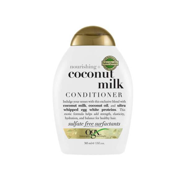 ogx coconut milk conditioner 385ml front view, ogx coconut milk conditioner texture Ogx Coconut Milk Conditioner - Nourishing Cream | 385ml Ogx Coconut Milk Conditioner 385ml | Nourishing Care ogx, coconut-milk, conditioner, hair-care, nourishing, sulfate-free, hydration, stronger-hair, moisturizing, ai-generated