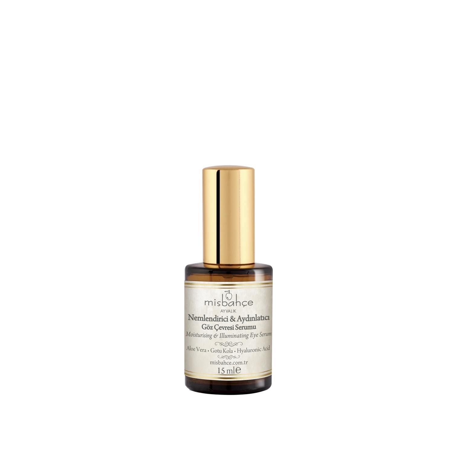 Misbahçe Brightening & Moisturizing Eye Serum - Hydrating, Anti-Aging, Reduces Dark Circles & Puffiness - 0.51 fl oz Misbahçe Eye Serum - Brightens & Moisturizes eye serum, moisturizing eye cream, under-eye care, brightening eye serum, Misbahçe eye products, anti-aging, dark circle reduction, puffiness reduction, skincare, cosmetics, beauty products, under eye cream, eye care routine, hydration, skin brightening