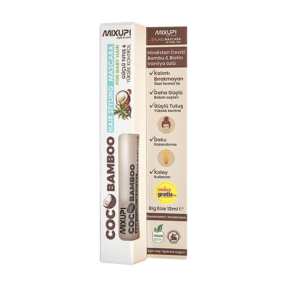 CocoBamboo Mixup. Hair Styling Mascara - Transparent, 12ml - Smooths, Styles, and Holds with Non-Residue Formula - Mascara