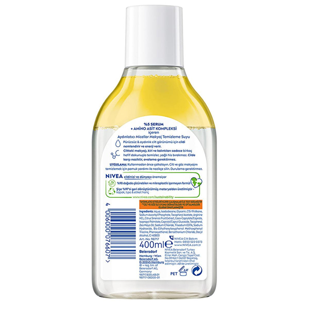 Nivea Micellar Makeup Cleansing Water with 5% Serum - Gentle, Brightening, and Hydrating Makeup Remover for - view 8