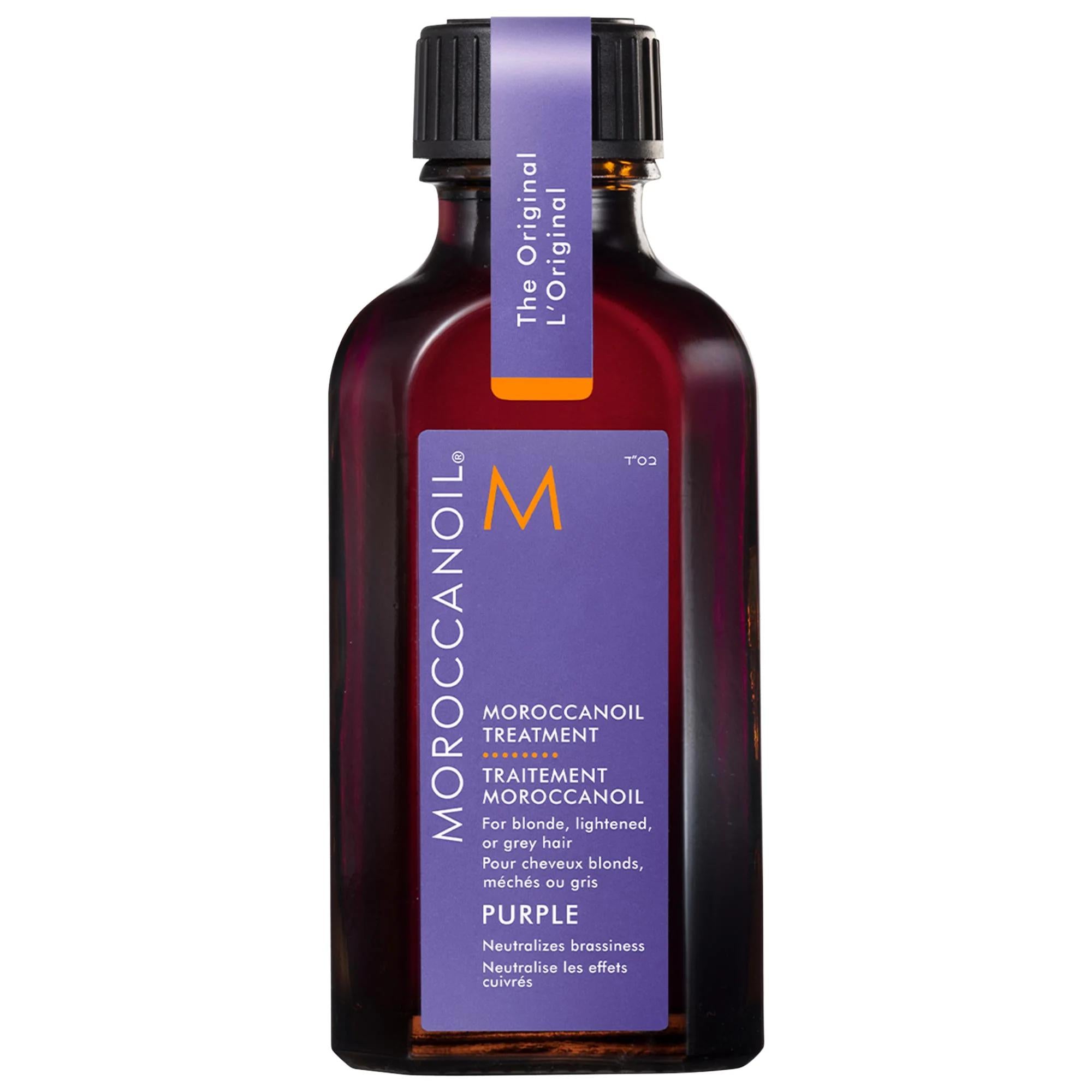 Moroccanoil Treatment Purple Hair Oil for Blonde Hair - Neutralizes Brassiness, Improves Shine &amp; Conditions Moroccanoil Purple Hair Oil - Neutralize Brassiness &amp; Improve Shine Moroccanoil Treatment Purple Hair Oil, Blonde Hair Care, Brassiness Neutralizer, Argan Oil Hair Treatment, Cruelty-Free Hair Care, Hair Oil, Purple Hair Oil, Blonde Hair Tone Correction, Hair Care for Grey Hair, Lightened Hair Care, Hydrating Hair Oil, Nourishing Hair Treatment, Sulfate-Free Hair Care, Paraben-Free Hair Products
