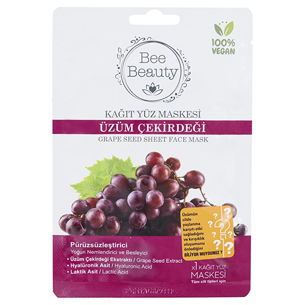 Bee Beauty Grape Seed Face Mask for Hydrated, Radiant Skin - Natural Skincare - Face Mask