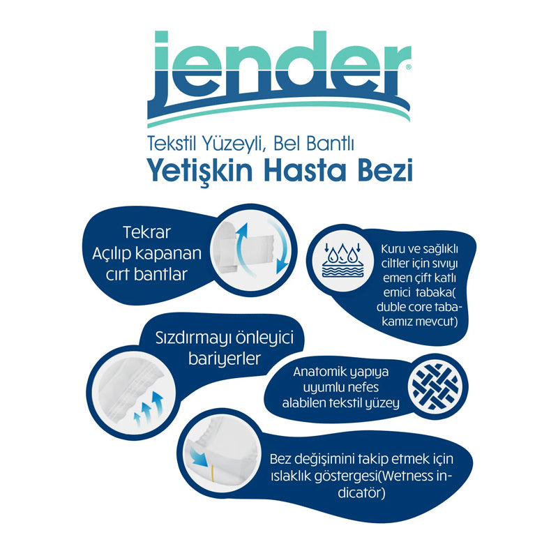 Jender Adult Diapers with Waist Bands Small 30 Count