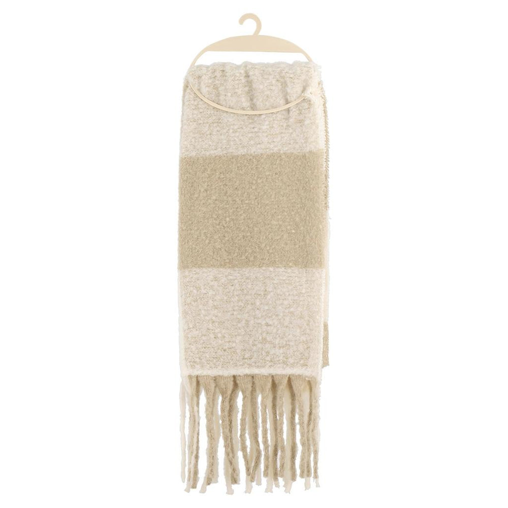Eklips Cream and Beige Checkered Square Scarf