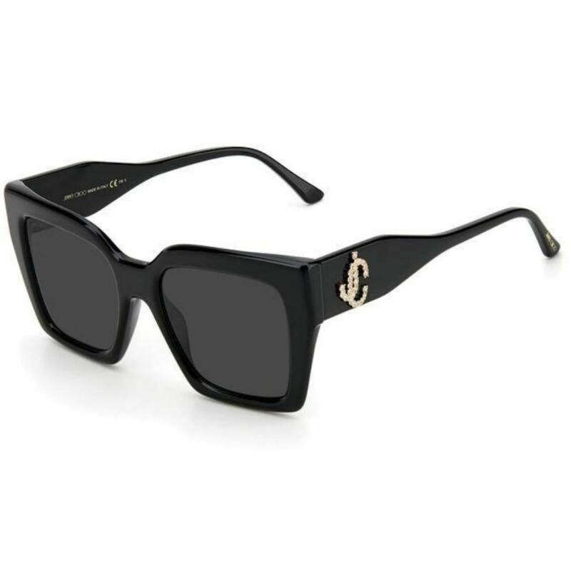 Jimmy Choo Eleni/G/S Square Black Women's Sunglasses 53mm