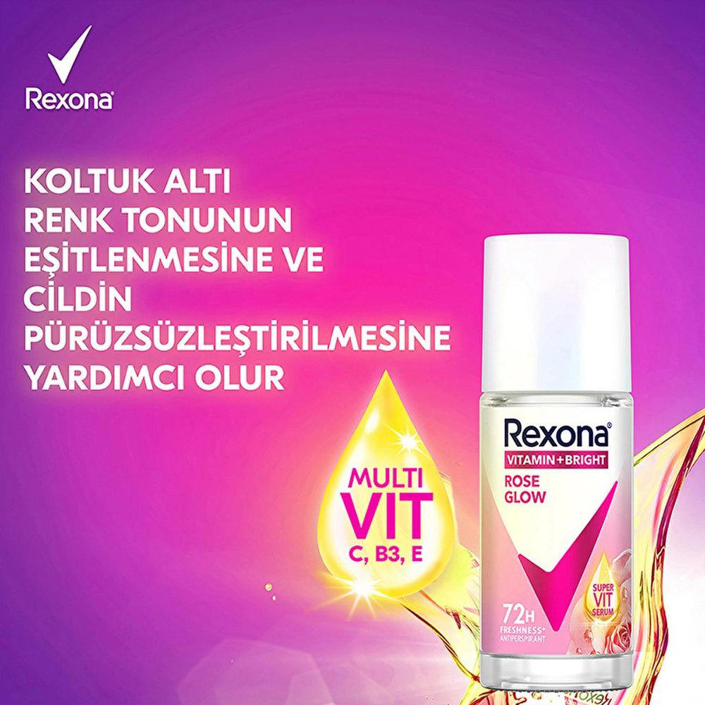 Rexona Rose Glow Vitamin + Bright Roll-On Deodorant 45 ml