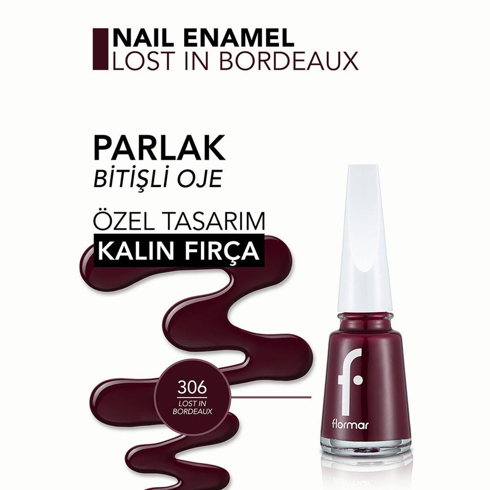 Flormar Nail Enamel High-Pigment Nail Polish 306 Lost In Bordeaux 11ml