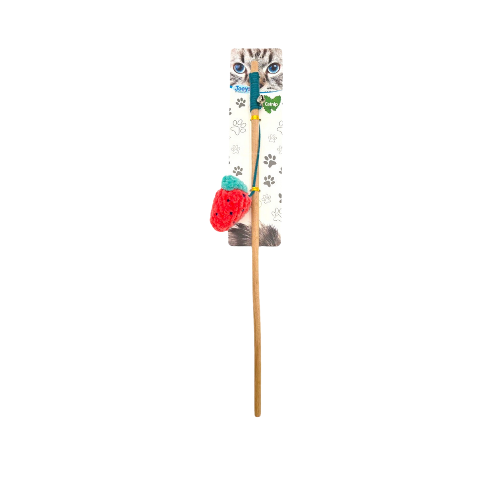 Jooys Amigurumi Strawberry Cat Teaser Wand Toy