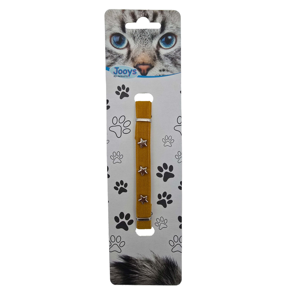 Jooys Velvet Star Cat Collar with Bell Mustard 15-30cm