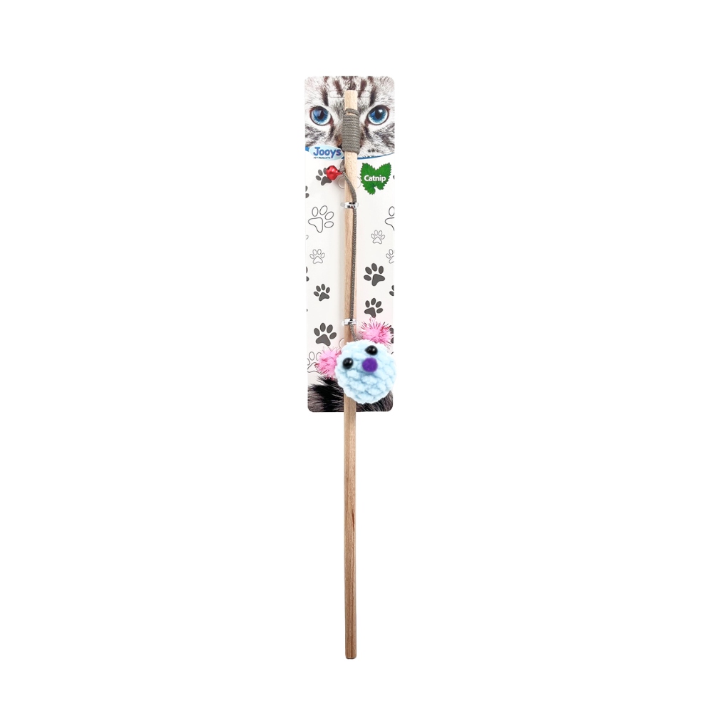 Jooys Pom Pom Ear Cat Teaser Wand for Active Play
