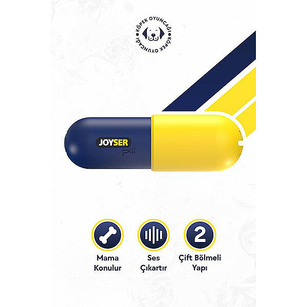 Joyser Plus Rubber Pill Shaped Dog Toy for M/L Breeds