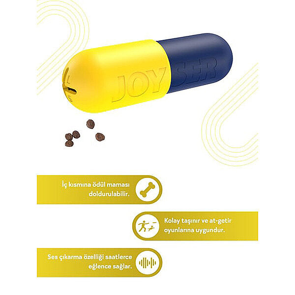Joyser Plus Rubber Pill Shaped Dog Toy for M/L Breeds