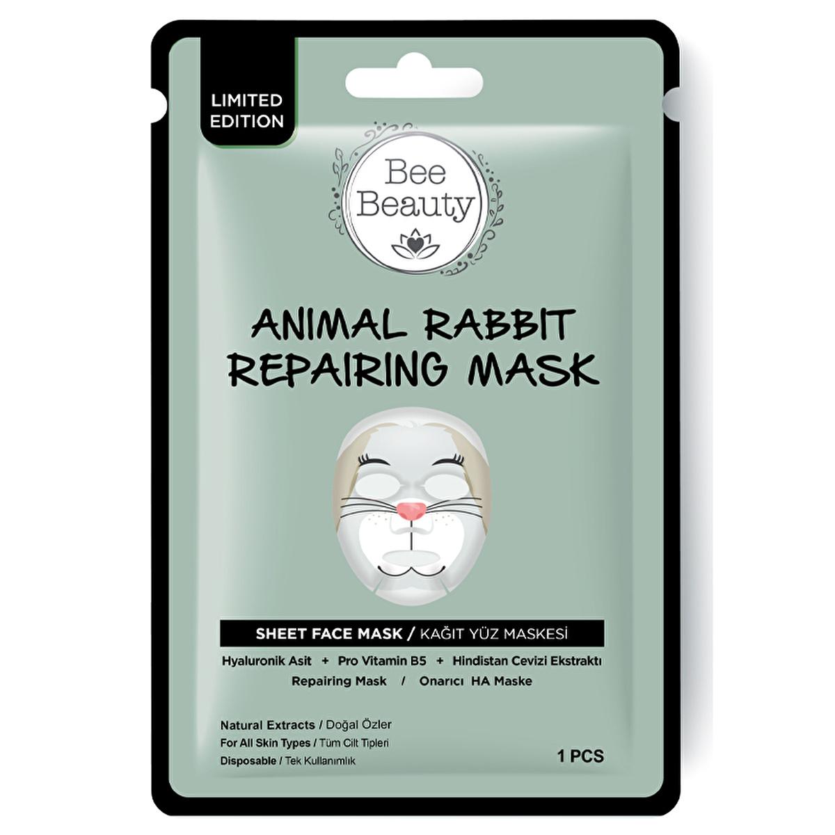 Bee Beauty Hydrating Rabbit Face Mask with Hyaluronik Asit & Coconut Oil - 25g Bee Beauty Hydrating Face Mask - Hyaluronic Acid & Coconut Oil face mask, hydrating face mask, Bee Beauty, Rabbit Kağıt Maske, hyaluronic acid face mask, coconut oil face mask, provitamin B5 face mask, skincare, hydration, nourishment, anti-aging, natural ingredients, all skin types, dry skin, oily skin, combination skin, pre-event prep, post-exposure recovery, skincare routine