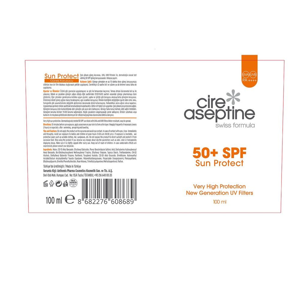 Cire Aseptine SPF 50+ Sun Protection Cream for Face & Body 100 ml