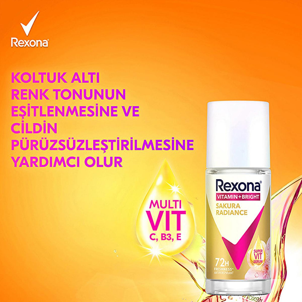 Rexona Vitamin + Bright Roll-On Deodorant for Women - 72 Hour Protection, Sustainable Glass Packaging - view 3