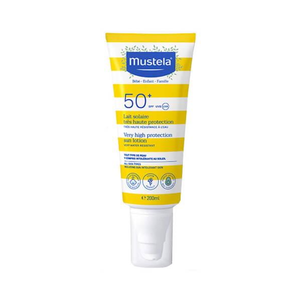 mustela sunscreen lotion spf50 for sensitive skin, mustela sun lotion 200ml family-size packaging Mustela Sun Lotion SPF50+ - Very High Protection | 200ml Mustela Sun Lotion SPF50 - Very High Protection mustela, sun-lotion, spf50, sensitive-skin, family-friendly, children, water-resistant, uva-uvb-protection, ai-generated, skincare