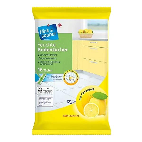 Flink & Sauber Wet Wipes for Floor Cleaning - Citrus Scented, 16 Count - Convenient Floor Cleaning Solution Flink & Sauber Citrus Scented Wet Wipes for Floor Cleaning wet wipes for floor cleaning, citrus scented cleaning wipes, convenient floor cleaning, disposable cleaning cloths, effective dirt removal wipes, floor cleaning solutions, citrus fragrance, cleaning wipes, household cleaning, home cleaning products, cleaning convenience, floor care, home maintenance