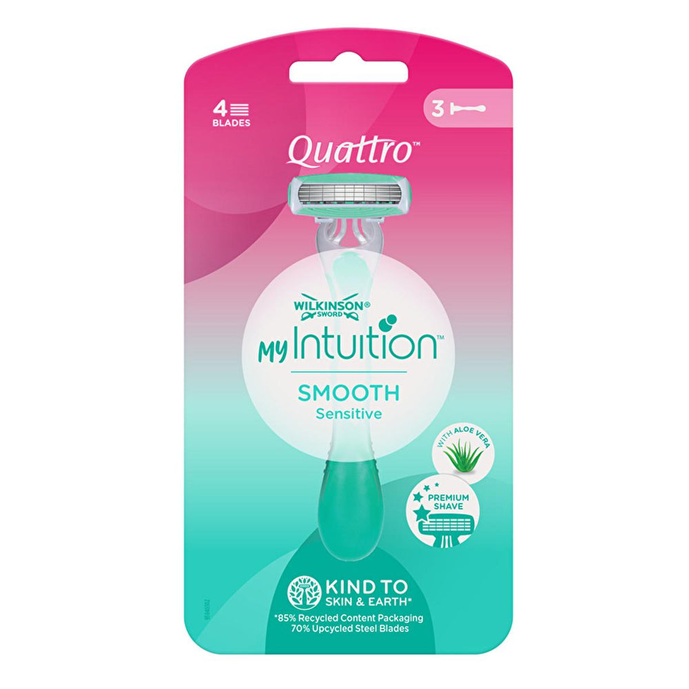 Wilkinson Sword Quattro Smooth Sensitive Disposable Razor for Men - Quad Blade Razor for Sensitive Skin - - Hygiene Products
