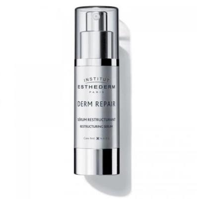 institut esthederm derm repair serum 30 ml bottle, applying institut esthederm derm repair serum on face Institut Esthederm Derm Repair Serum - Skin Renewal | 30 ml Institut Esthederm Derm Repair Serum 30 ml institut-esthederm, derm-repair-serum, 30ml, skin-renewal, serum, adult-skincare, anti-aging, hydrating-serum, ai-generated, beauty-products