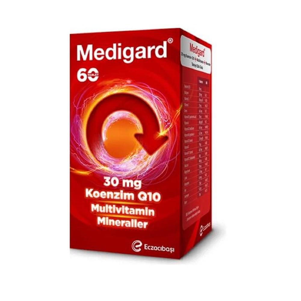 Medigard Dietary Supplement Multivitamin &amp; Mineral Complex with Koenzim Q10 - 60 Tablets Medigard Multivitamin Supplement - 60 Tablets Dietary Supplement, Multivitamin, Vitamin and Mineral Complex, Koenzim Q10, Health Supplement, Nutritional Support, Immune System Support, Energy Boost, Health and Wellness, Vitamin A, Vitamin B, Vitamin C, Vitamin D, Vitamin E, Calcium, Iron, Iodine, Selenium, Chromium, Bee Pollen, Odorless Garlic Powder, Panax Ginseng