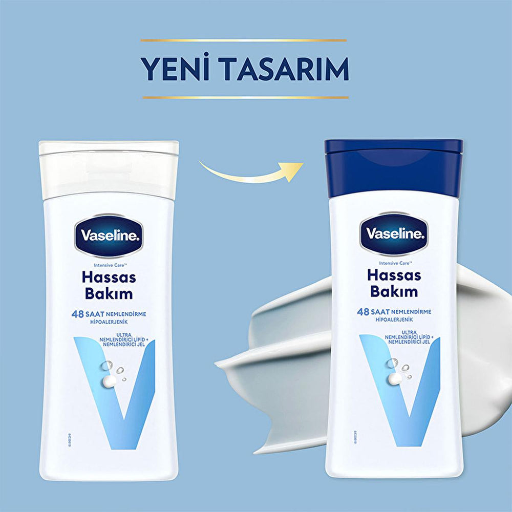 Vaseline Body Lotion for Dry and Sensitive Skin - 48 Hour Hydration, Hypoallergenic & Dermatologically Tested - Face Cream