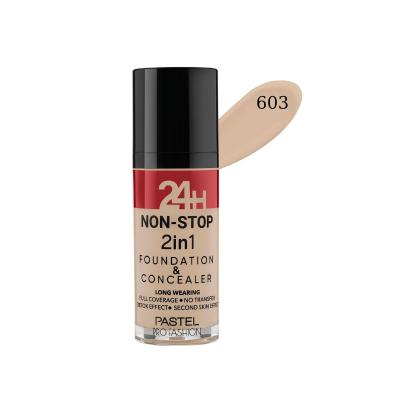 pastel 24h non-stop 2in1 foundation concealer, pastel foundation concealer applicator, pastel concealer swatch on skin Pastel 24H Non-Stop 2in1 Foundation Concealer - 30 ml | 603 Pastel 24H Non-Stop 2in1 Foundation Concealer - 30 ml pastel, foundation, concealer, vegan, cruelty-free, makeup, beauty, two-in-one, long-lasting, ai-generated