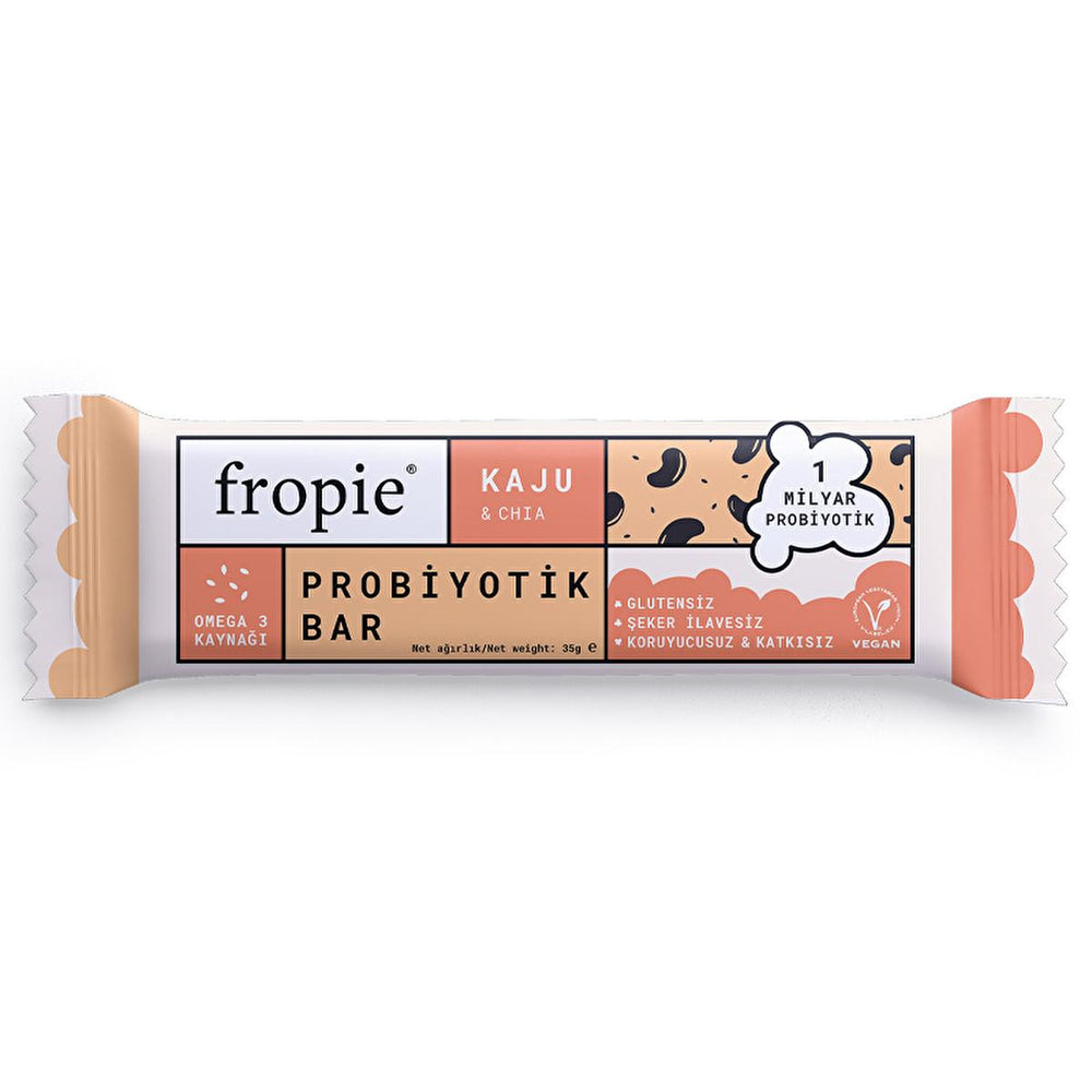 Fropie Probiotic Energy Bar, Vegan & Sugar-Free, Natural Snack for Gut Health - 35g - view 2