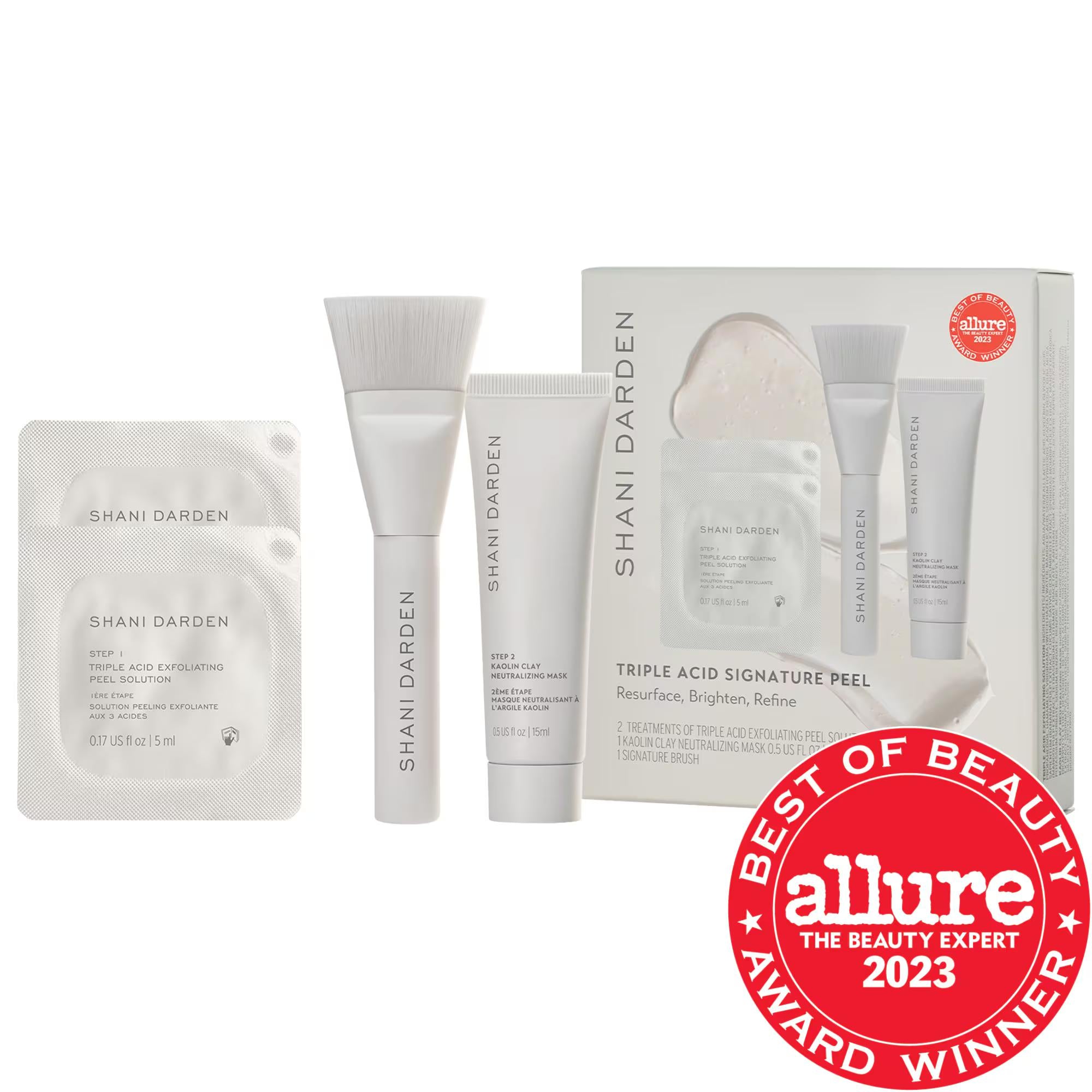 Shani Darden Triple Acid Signature Facial Peel Kit: Resurface, Brighten &amp; Smooth Skin | Glycolic &amp; Lactic Acid Peel | Vegan &amp; Cruelty-Free Shani Darden Facial Peel: Brighten, Smooth Skin at Home facial peel, acid peel, glycolic acid peel, lactic acid peel, pore cleansing mask, skin brightening treatment, vegan skincare, cruelty-free skincare, at-home facial peel, exfoliating peel solution, facial treatments, skincare, glycolic acid, lactic acid, mandelic acid, kaolin clay, bentonite clay, exfoliating peel, 