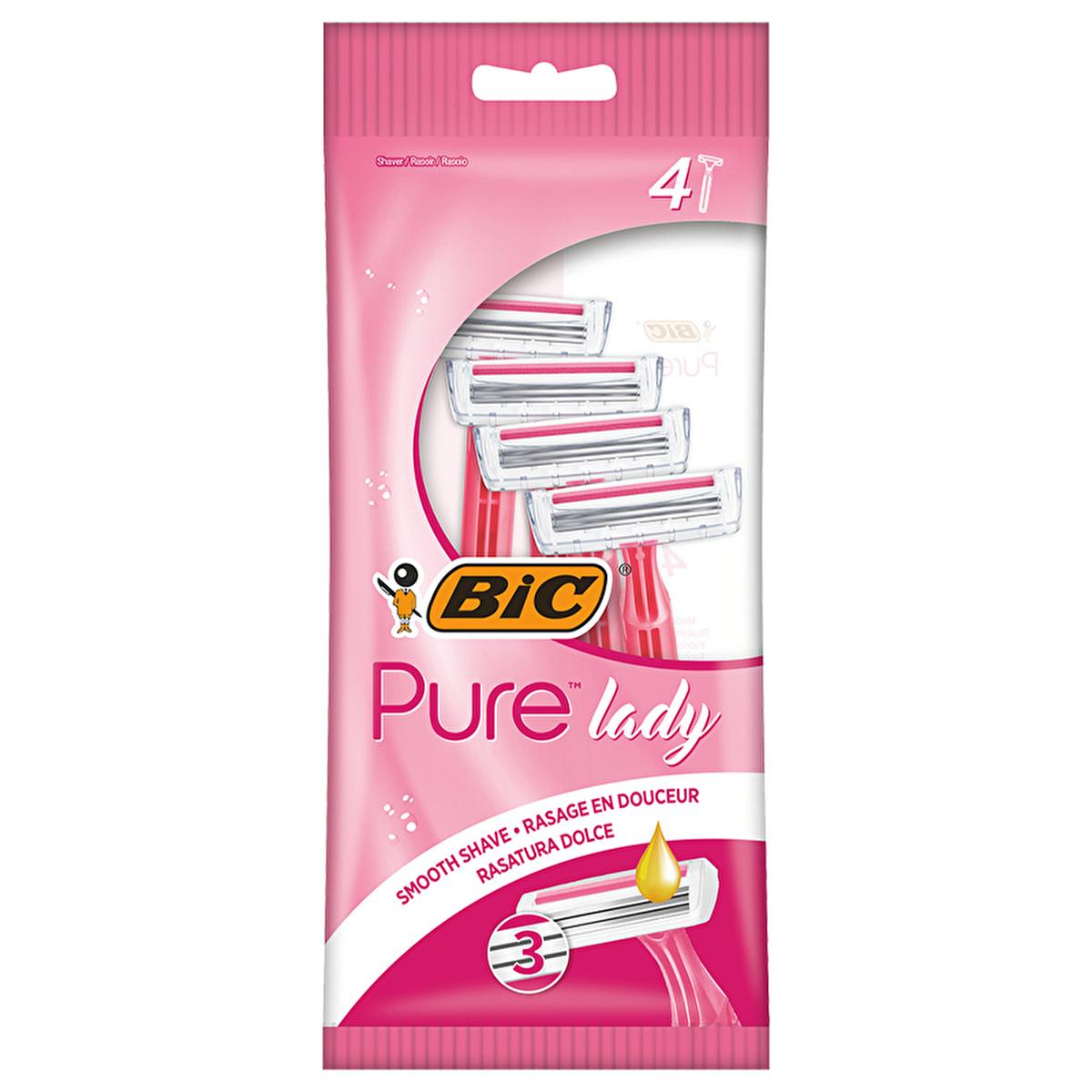 BIC Pure Lady 3 Blade Women's Razor - Smooth Shave, Ergonomic Handle, 4-Pack BIC Pure Lady 3 Blade Razor - Smooth Shave Women's Razors, Disposable Razors, Shaving for Women, BIC Pure Lady, 3 Blade Razors for Women, Smooth Shave, Ergonomic Handle, Personal Care, Grooming Essentials, Women's Grooming, Shaving Solutions