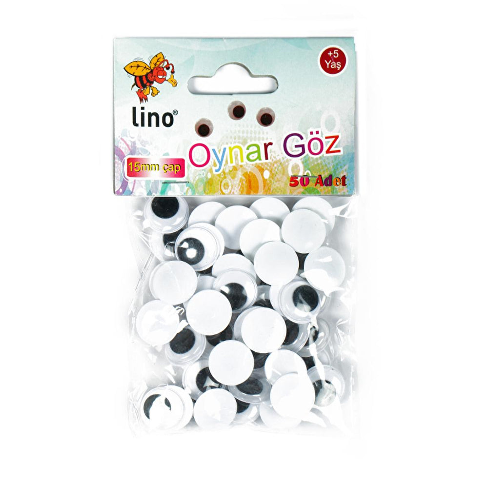 Lino Oynar 15 mm Craft Eyes - Black & White, 50-Pack for Sewing & DIY Projects - view 2